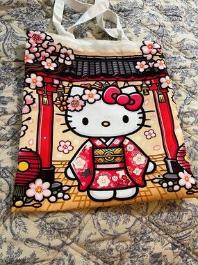 Hello Kitty Red Pink Floral Kimono Tote